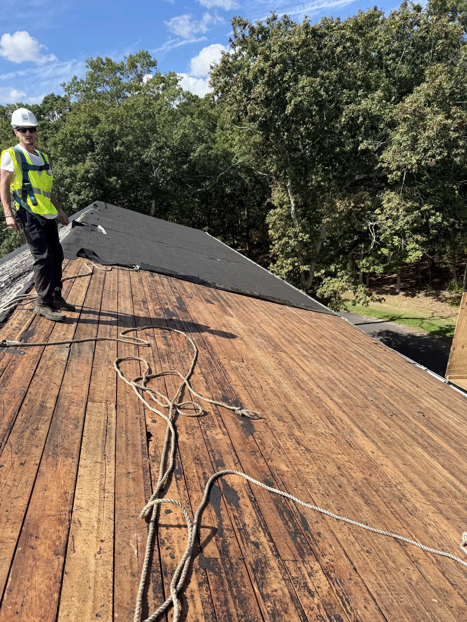 Roofing worker at Brookhaven Lab