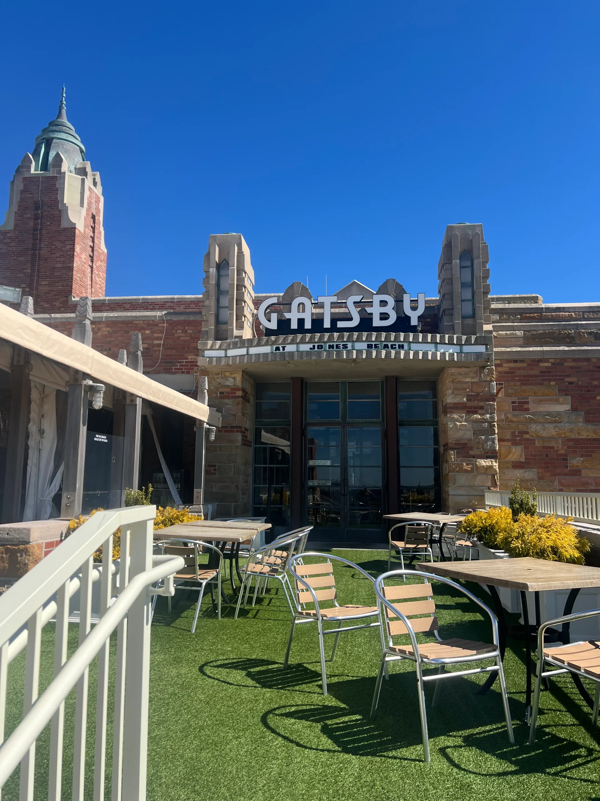 Rooftop restaurant outdoor seating at The Gatsby